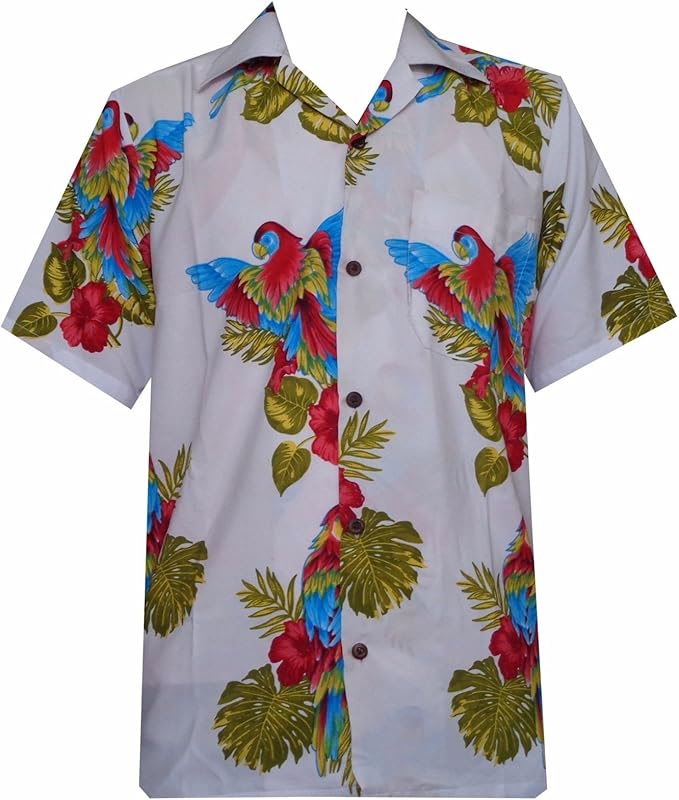 Camicia Hawaiana | Uomo | Vintage | 100% Cotone | M - 6XL | Manica Corta | Spiaggia | Palme | Estate | Festa | Aloha | Hawaii | Arancia | Hawaiiana - Foto 10