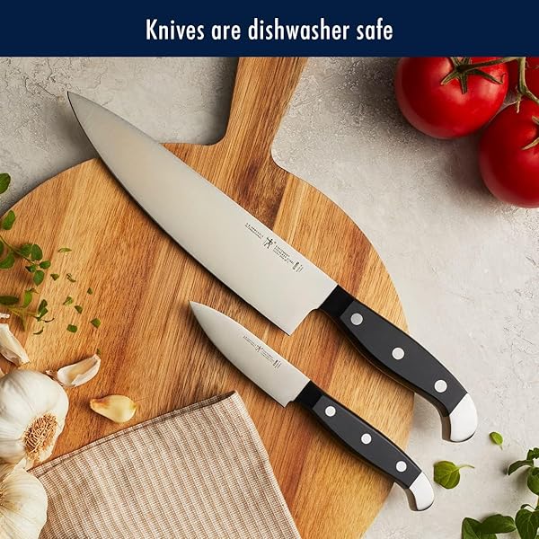 HENCKELS PREMIUM QUALITY 15-PIECE KNIFE SET WITH BLOCK, RAZOR-SHARP, GERMAN ENGINEERED KNIFE INFORMED BY OVER 100 YEARS OF MASTERFUL KNIFE MAKING, LIGHTWEIGHT AND STRONG, DISHWASHER SAFE