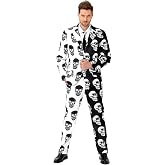 Fashonal Men's 3-Piece Halloween & Christmas Suit, Two Button Jacket & Pants & Tie