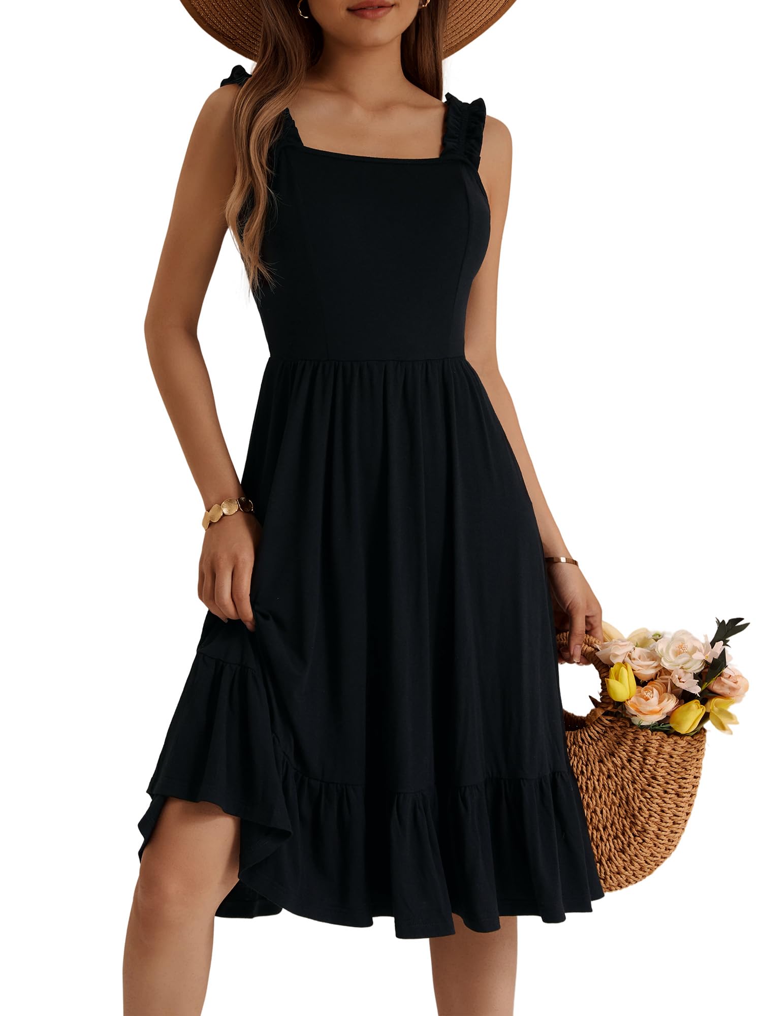 Photo 1 of ZABERRY Black Sundresses for Women 2025 Funeral Spring Church Semi Formal Work Elegant Plus Size Casual Summer Dresses