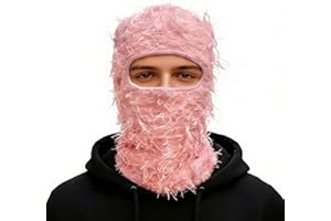 Distressed Ski Mask Balaclava, Fluffy Knitted Full Face Mask Yeat Shiesty Inspired for Men/Women