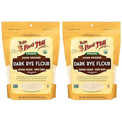 Bob's Red Mill 2 Organic Dark Rye Flour - 2 20 Ounce (1.25 lbs) Stand Up Resealable Bags