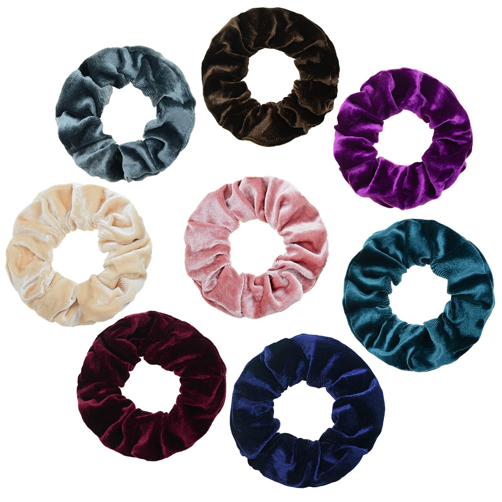 8 Pack Velvet Scrunchies for Women Hair Ties Ponytail Holder Hair Accessories (8 assorted color)