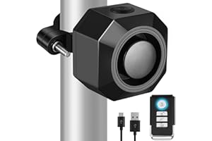 Rupse Rechargeable Bike Alarm with Remote, 110dB Bicycle Anti Theft Vibration Alarm System Adjustable 3 Levels Volume, Wireless Motorcycle Alarm System, Waterproof E-Bike Scooter Alarm