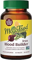 MegaFood Blood Builder Iron Supplement for Women & Men - Increase Iron Levels Without Side Effects - Combats Fatigue - with V