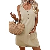 Acelitt Womens Casual Sleeveless Dress with Pockets, S-XXL