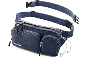 OLIMPIAFIT Fanny Pack For Women & Men Cute Waist Bag - Hiking Travel Camp Running - Headphone Hole, Money Belt with 6 Pockets, Strap Extension - Easy Carry Any Phone, Passport, Wallet - Water Resistant Holder