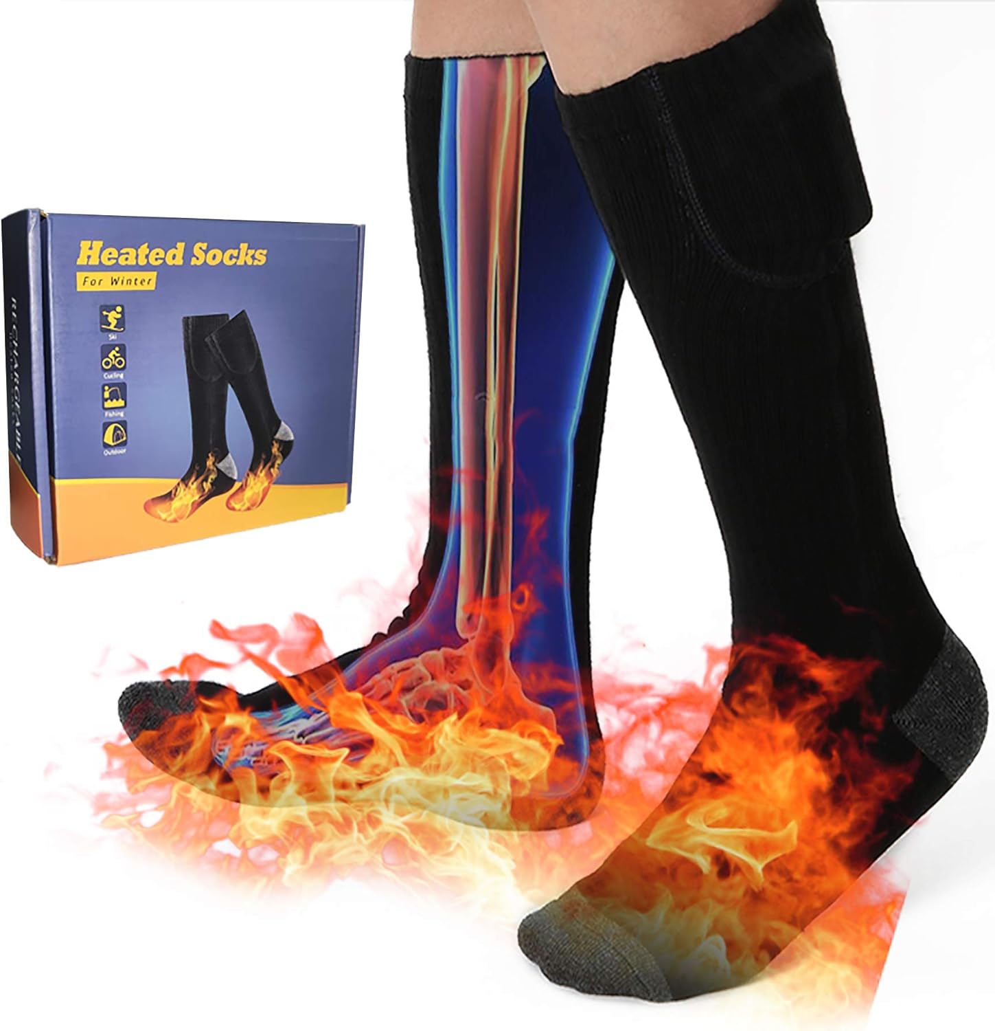 Electric Heated Socks with Rechargeable Battery Powered,Winter Thermal