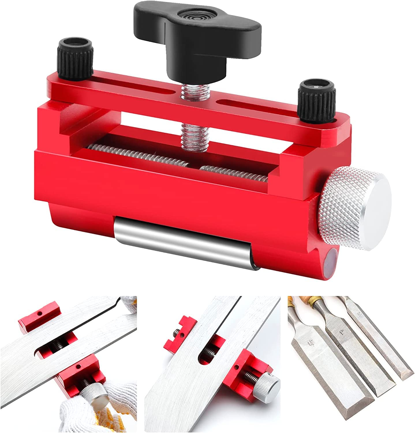 Honing Guide for Chisels and Planes,Chisel Sharpening Jig with Top Reinforcement Screws, Chisel Sharpening Kit Guide with Extend Roller Wheel, Fits Chisels or Planer Blades 0.24”to 3.15”
