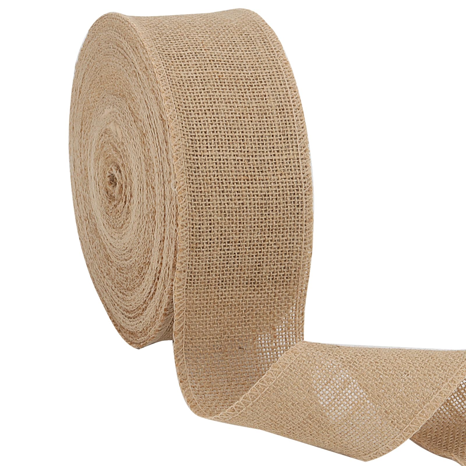 ZEONHAK 5cm x 50m Jute Ribbon Roll, 2 Inch x 54 Yards Brown Hessian Burlap Ribbon for Craft, Gift Wrapping, Wedding Decor