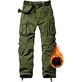 TRGPSG Men's Fleece Lined Hiking Pants Outdoor Windproof Outdoor Cargo Pants Casual Work Ski Pants with 8 Pockets
