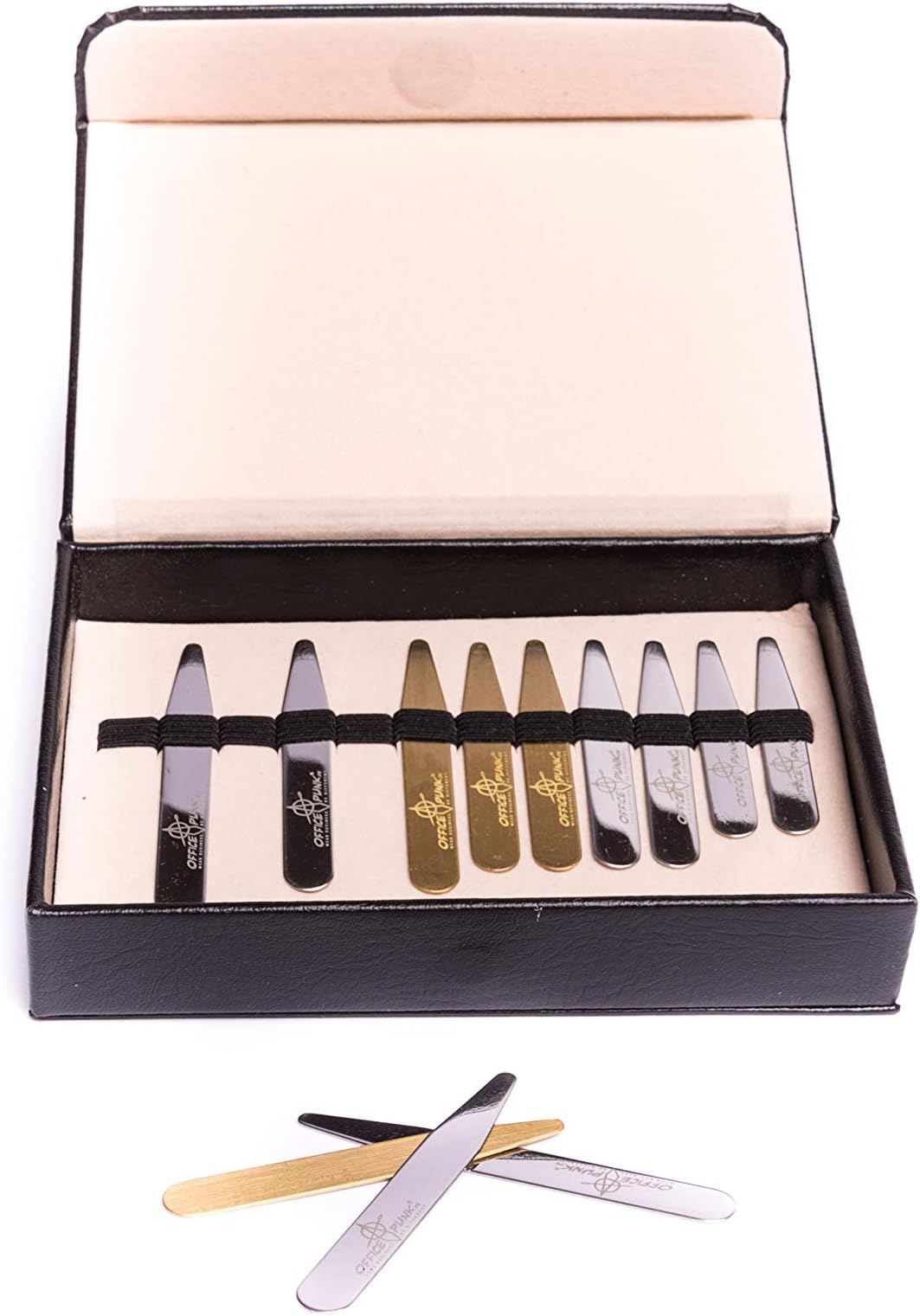 6 Pairs of high-quality collar stiffener / collar stays made out of stainless steel (universal size, in gift packaging)