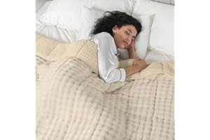 Cottonblue Weighted Blanket 20lbs Bubble Fleece Plush Sherpa Heavy Weighted Blankets for Adults, Fits Queen Size Bed, Cute Fuzzy Warm Heavy Blanket for Calm and Better Sleep, 60"x80", Beige