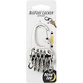 Nite Ize KLKBF-11-R6 Bigfoot Locker KeyRack, Carabiner Chain with 5 Stainless Steel Locking S-Biner Toes to Hold Keys Separately + Securely, 1, Silver