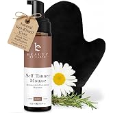 Self Tanner Tanning Mousse Kit - USA Made with Natural, Organic Ingredients | Self Tanner Mousse and Mitt, Tan Kit, Fake Tan Tanning Foam, Sunless Tanners Best Sellers (Medium)