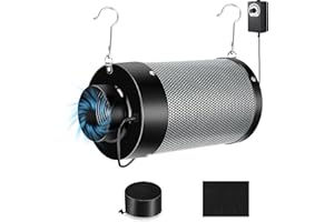Growtent Garden Air Carbon Filter Smellines Control with Australia Virgin Charcoal for Inline Duct Fan, Grow Tent, Pre-filter Included (4"(Filter+Fan+Vent Cover))
