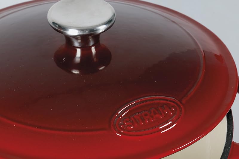 710839 Schmortopf Gusseisen, Creme/Rot, Gusseisen, Rouge/Crème, 33 x 25 x 13,5 cm