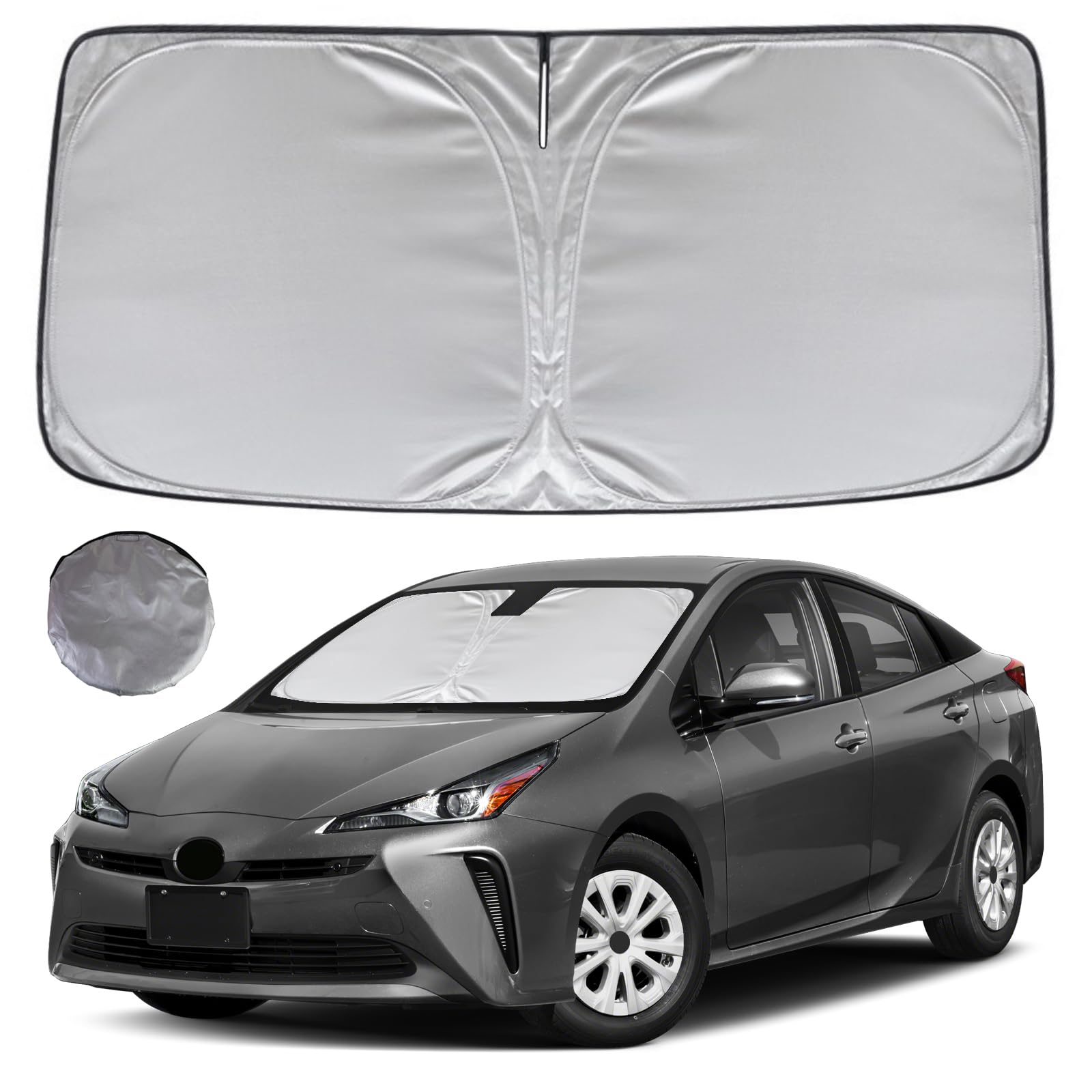 Photo 1 of KAYZT Windshield Sun Shade for 2016-2022 Toyota Prius Hatchback(NOT for Prius C or Prius V) Foldable Sunshade Front Window Custom Fit Car Accessories