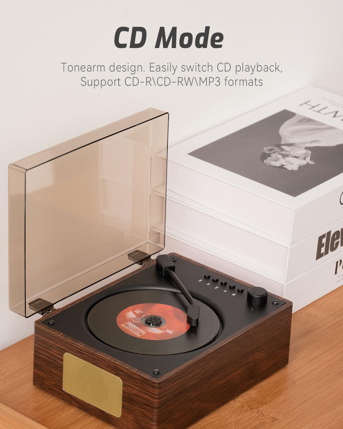 Portable CD Players for Home Retro: Hi-Fi Bluetooth Music Speaker Built-in Battery Remote Control Support AUX/USB BGM Player for Home Décor Gifts for Retro Enthusiasts