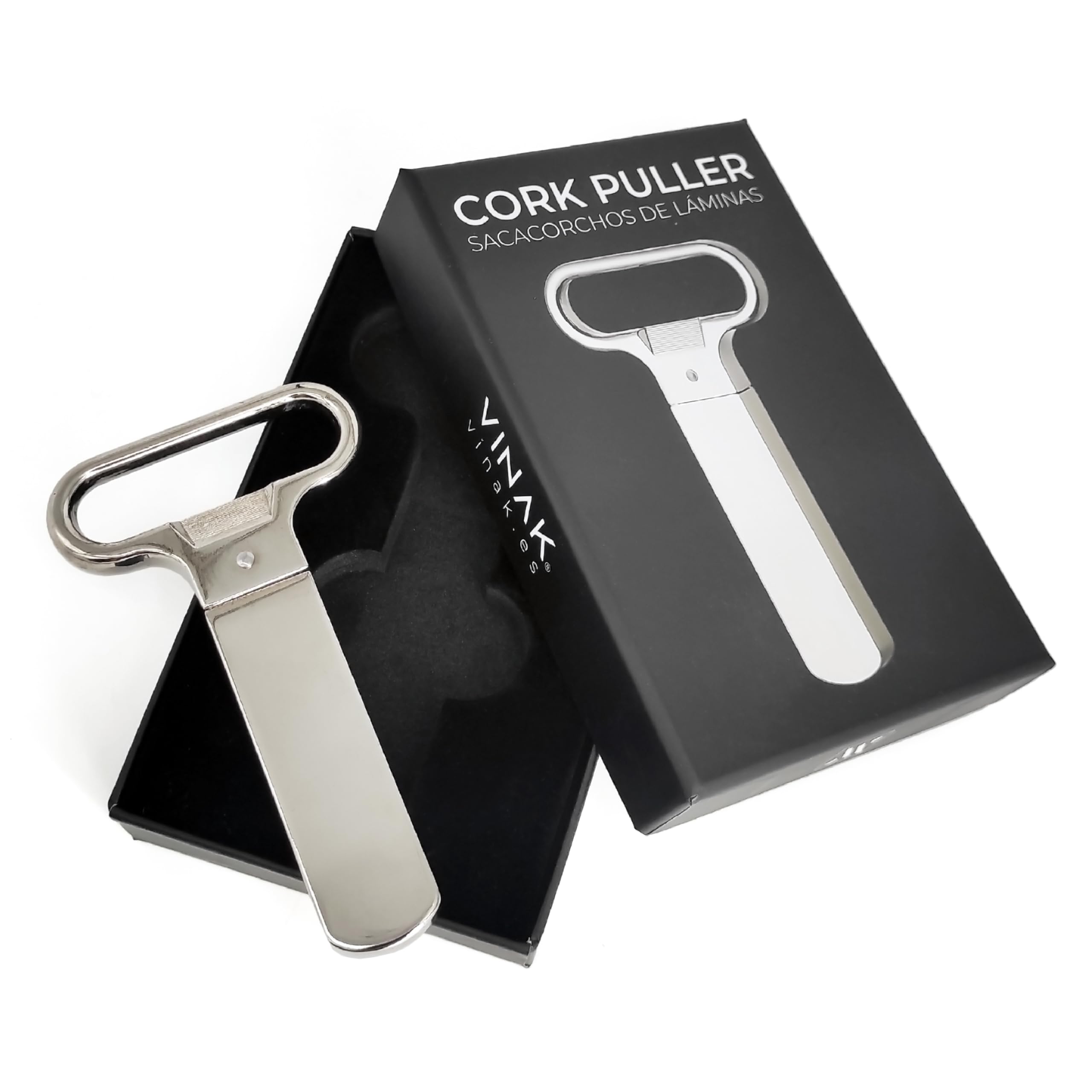 VINAK - Classic Cork Puller Corkscrew | Wine Opener for Old or Broken Corks | Made of Chrome Steel | Includes Perfect Packaging Box | Professional Bottle Opener