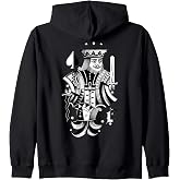 Jack Joker Playing Cards Blackwork Zip Hoodie