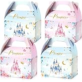 Nezyo Princess and Prince Treat Boxes - Pink & Blue Crown Cardboard Goodie Boxes for Birthday Party Favors(24 Pcs,Prince and Princess)