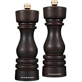 Cole &amp; Mason London Salt &amp; Pepper Mill Gift Set, 7'', Chocolate Wood | Salt Mill with Ceramic Mechanism, Pepper Mill with Carbon Steel Mechanism, Chocolate Wood, 7 inch