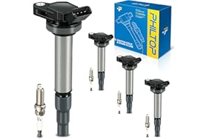 PHILTOP Ignition Coil Pack and Iridium Spark Plugs Fits for Toyota 2011-2013 2016-2017 Corolla, 2009-2010 2014-2015 Corolla 1.8L, 2010-2015 Prius, 2018-2022 C-HR, 2012-2017 Prius V, 4PCS UF596