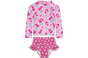 ALVA ALVABABY Baby Girl Rash Guard Sets Two Piece Toddler Girls Swimsuit Long Sleeved Swimwear UPF 50+