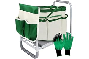 PLKO Multifunctional Garden Kneeler and seat Heavy Duty,Foldable Garden Bench for Kneeling and Sitting with Soft EVA Kneeling Pad and Large Tool Bag for Gardening Lovers
