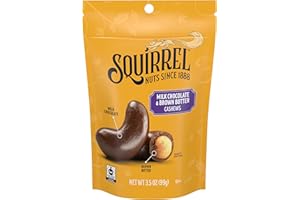 Squirrel Brand Milk Chocolate & Brown Butter Cashews, 3.5 Ounces, Resealable Bag, Gluten Free, Snacks for Adults and Kids, Fair Trade Certified Cocoa