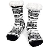ZAKASA Fuzzy Socks for Men with Grips: Winter Warm Thick Mens Slipper Socks with Non Slip Grippers Fluffy Cozy Indoor Home