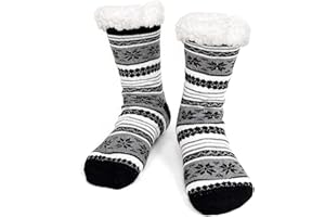 ZAKASA Fuzzy Socks for Men with Grips: Winter Warm Thick Mens Slipper Socks with Non Slip Grippers Fluffy Cozy Indoor Home