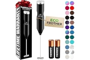 Zulay Kitchen Powerful Frother Wand AA Batteries Included - Ultra Fast Handheld Drink Mixer, Ergonomic Milk Frother, Stainles