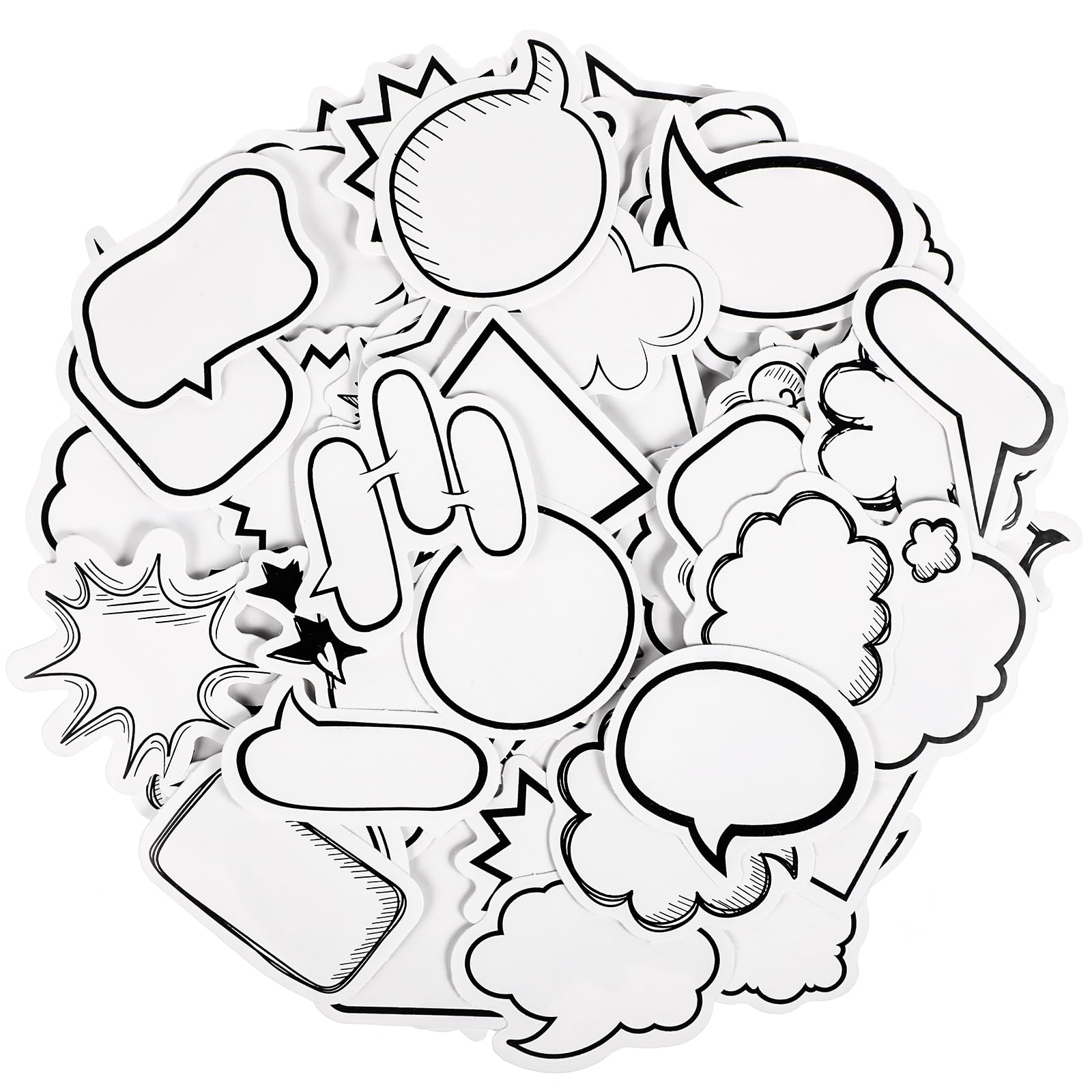 Photo 1 of 180Pcs Dialog Box Stickers for Scrapbooking, Self-Adhesive Blank Bubble Stickers, Different Shape Minimalist Labels Comic Book Stickers for Scrapbook Photo Planner Diary (4Boxes)