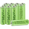 GENYESTAR AA Rechargeable Batteries NiMH 1.2V 600mAh Double A Battery Pre-Charged for Solar Garden Lawn Landscaping Lights Lantern Remotes Toys Home Device, 12 Pack