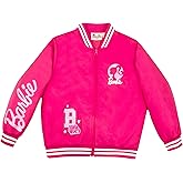 Barbie Girls Bomber Jacket - Zip-Up Varsity Jacket with Girl Power Outerwear