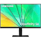 SAMSUNG 24" ViewFinity S6 (S60D) Series QHD High Resolution Computer Monitor, 100Hz, HDR10, Multiple Ports w/ HDMI, DisplayPort, USB-A, Easy Setup, Height Adjustable Stand, LS24D606EANXZA, 2024