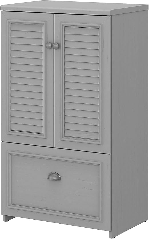 Amazon Com Bush Furniture Fairview 2 Door Storage Cabinet With File Drawer Cape Cod Gray Furniture Decor