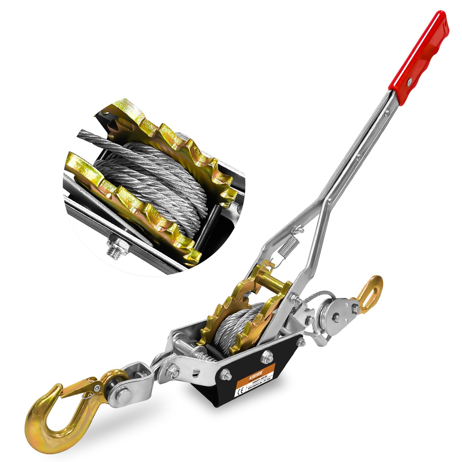 KITUYOTO Come Along Winch Tool 2T, 2 Gear Come Along Power Ratchet ...