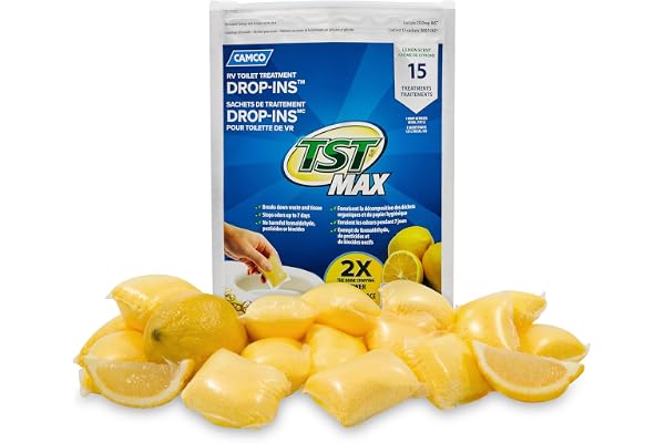 Camco TST MAX Camper/RV Toilet Treatment Drop-INs - Control Unwanted Odors & Break Down Waste and Tissue - Safe Septic Tank T