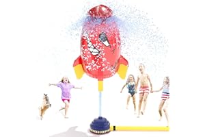 OSLLATE Sprinkler for Kids - Water Sprinkler for Kids, 360 Degree Rotation Kids Sprinkler, Water Rocket Spray Sprinkler for Kids, Outdoor Water Toys for Age 3 4 5 6 7 8 Year Old Boys Girls Gift(Red)
