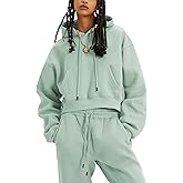 Ziqoty Women's 2pc Airport Outfits Casual Hoodie Fleece Tracksuit Sweatshirt Pullover Jogging Pants Pockets