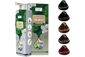 GINADAY Plant Bubble Hair Dye Shampoo,Pure Plant Extract for Grey Hair Color Huang Yi Bubble Bubble Dye Shampoo.(Wine Red)