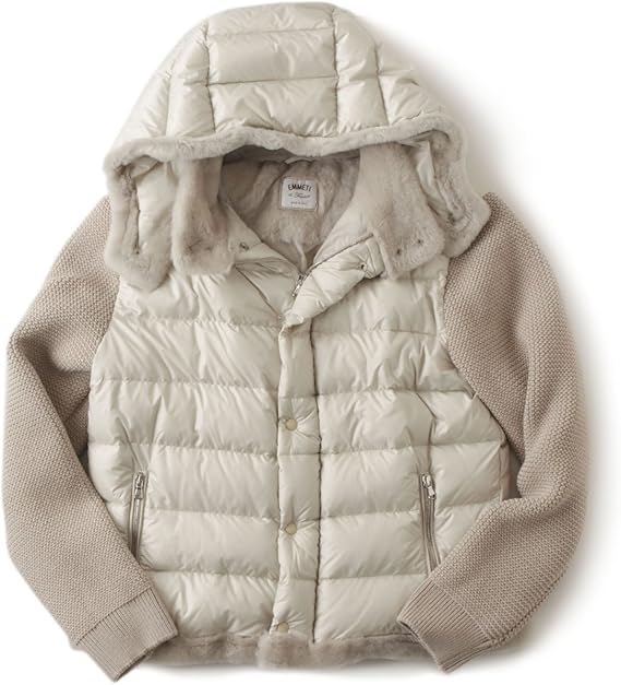 Amazon Emmeti エンメティ メンズ ムートン ニット ダウンジャケット Corrado Cacha ベージュ 44 ベージュ コート ジャケット 通販