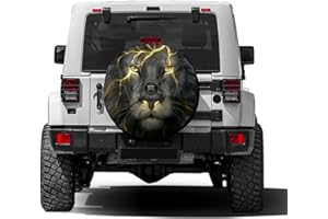 Foruidea Cool Lion Spare Tire Cover with Backup Camera Hole Wheel Tire Cover Fit Trailer, RV, SUV and Many Vehicle 17inch