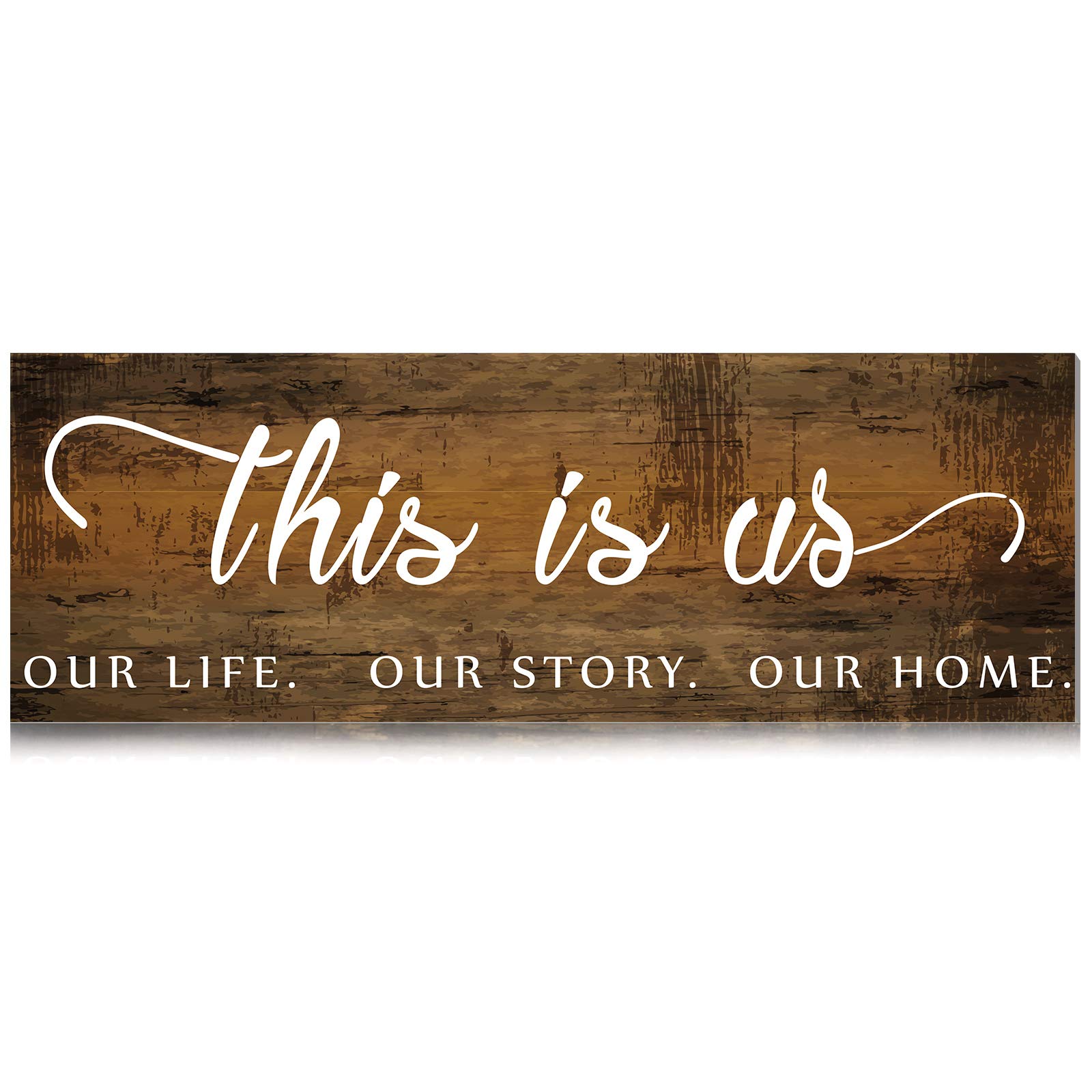 Jetec This Is Us Wall Sign Wooden Family Wall Plaques Inspiration Sign Farmhouse Entryway Rustic Plaques Art with Quotes for Living Room Bedroom Christmas Decorations(Wood Color)