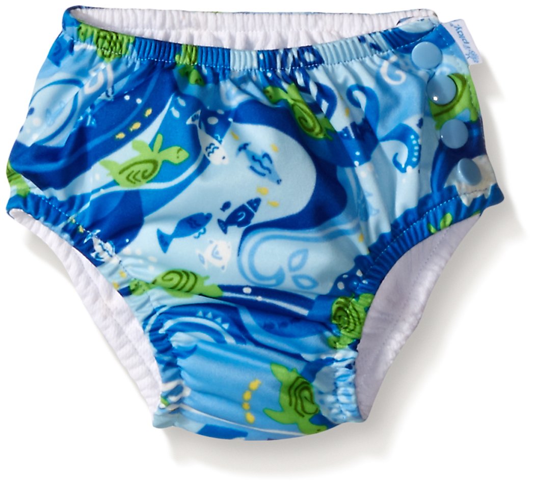 i play. Toddler Boys' Snap Reusable Absorbent Swim Diaper, Blue Turtle