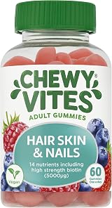 Chewy Vites Adult Hair Skin Nails Biotin Gummies 60 high strength 5000mcg