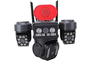 Zhjvihx 3 Lens Solar Security Camera, WiFi Wireless Outdoor Camera 360 Degree View 12MP HD 4X Zoom IP66 Waterproof 8000mAh Ba